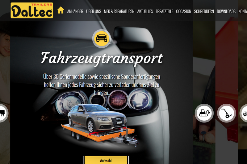 Dvojjazyčná webová stránka s komplexnou ponukou výrobcu prívesných vozíkov.